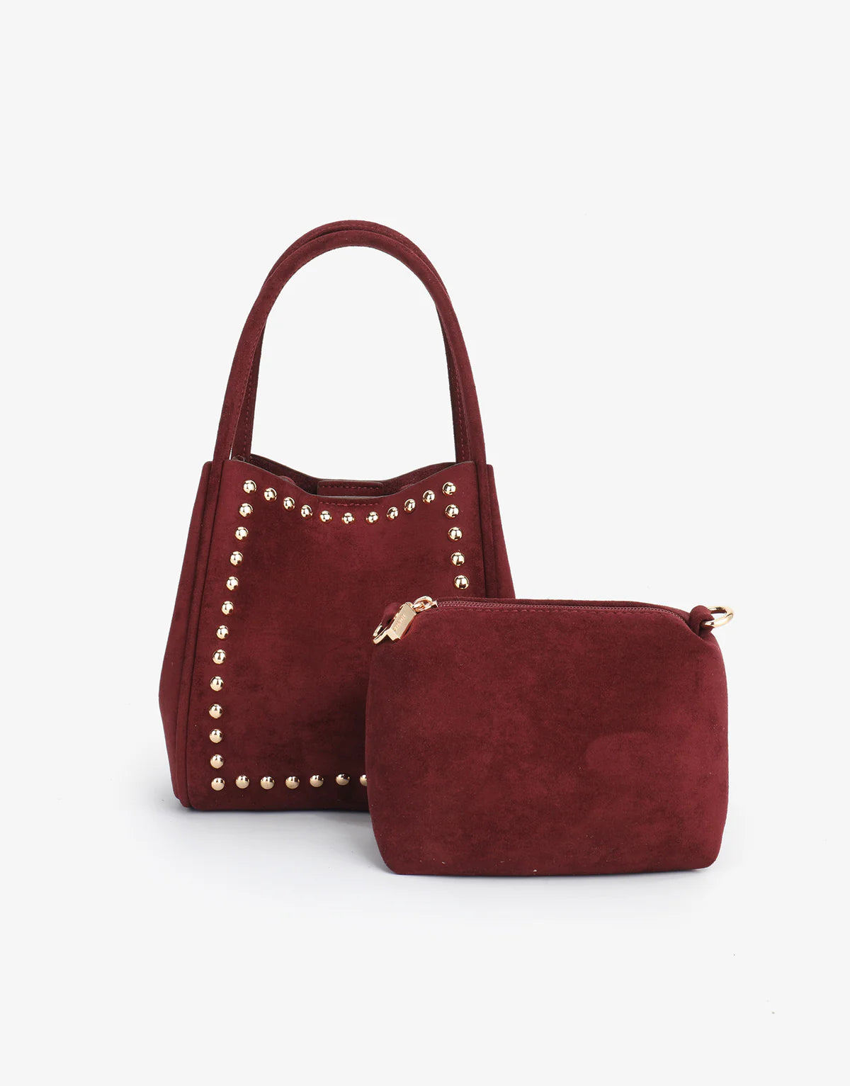 HOLLACE MINI TOTE STUDDED FAUX SUEDE