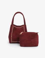HOLLACE MINI TOTE STUDDED FAUX SUEDE