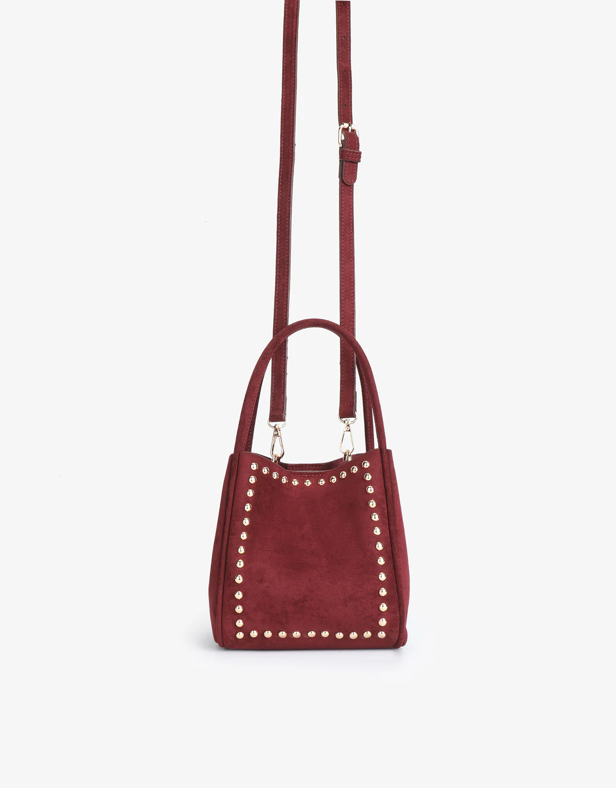 HOLLACE MINI TOTE STUDDED FAUX SUEDE