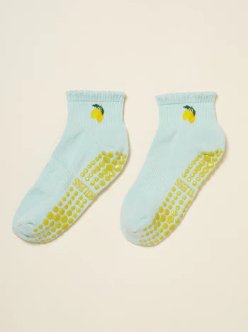 Cropped Crew Grip Sock - Lemon