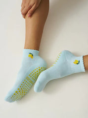Cropped Crew Grip Sock - Lemon