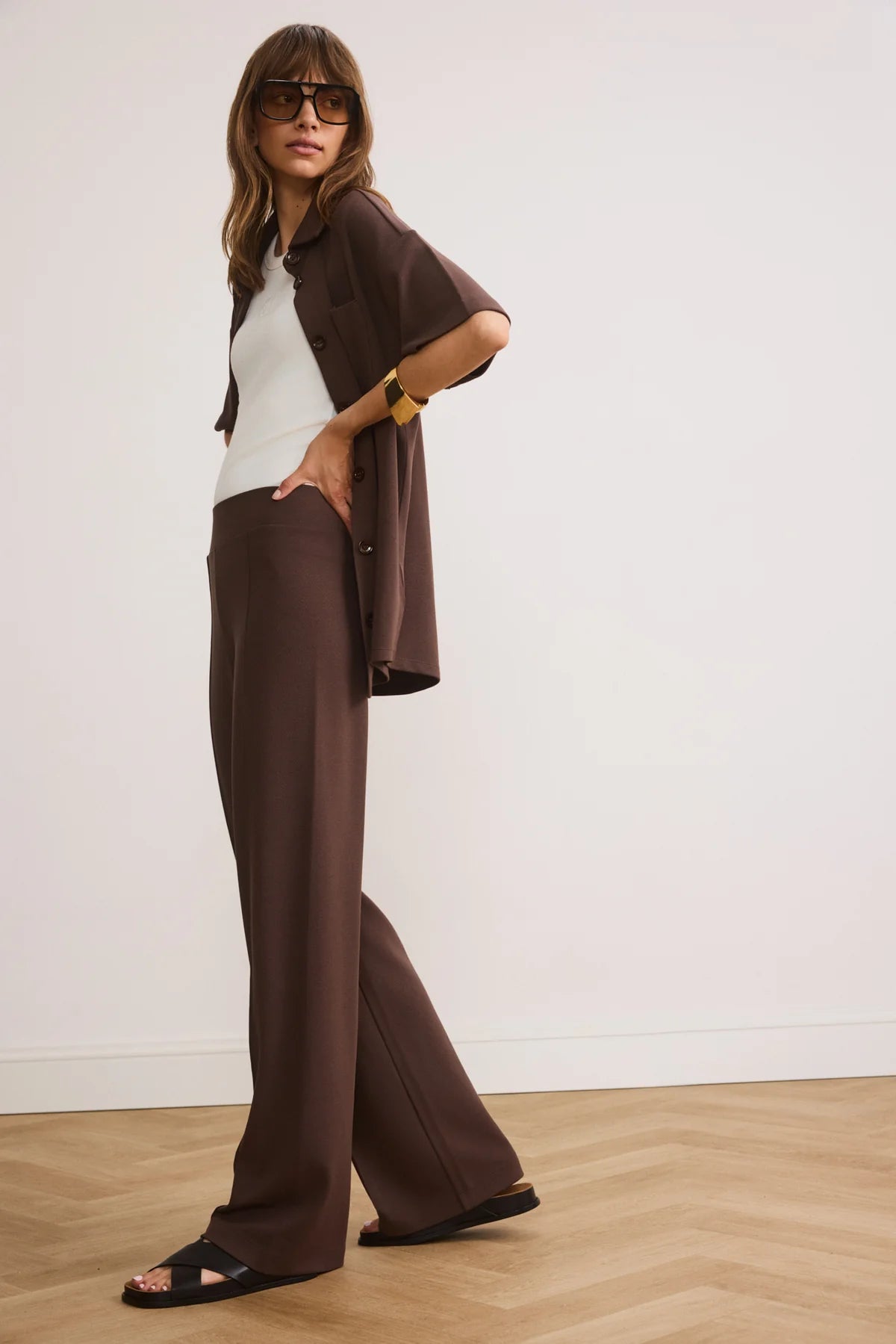 Forest Essential Flared Pants in Chocolate