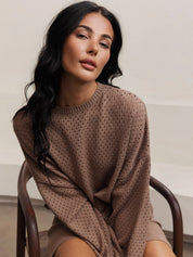 Olly Crochet Sweater in Light Toffee