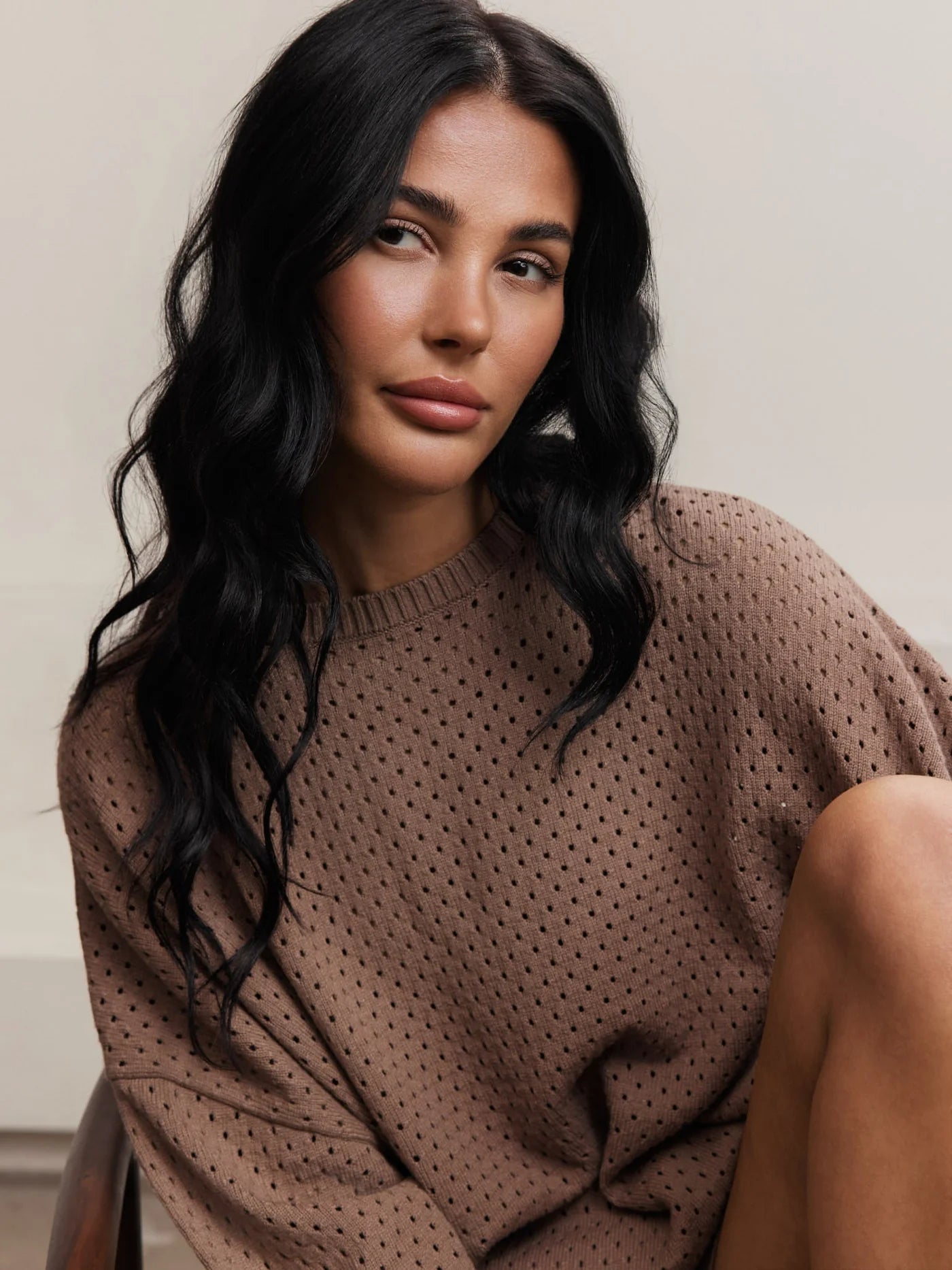 Olly Crochet Sweater in Light Toffee