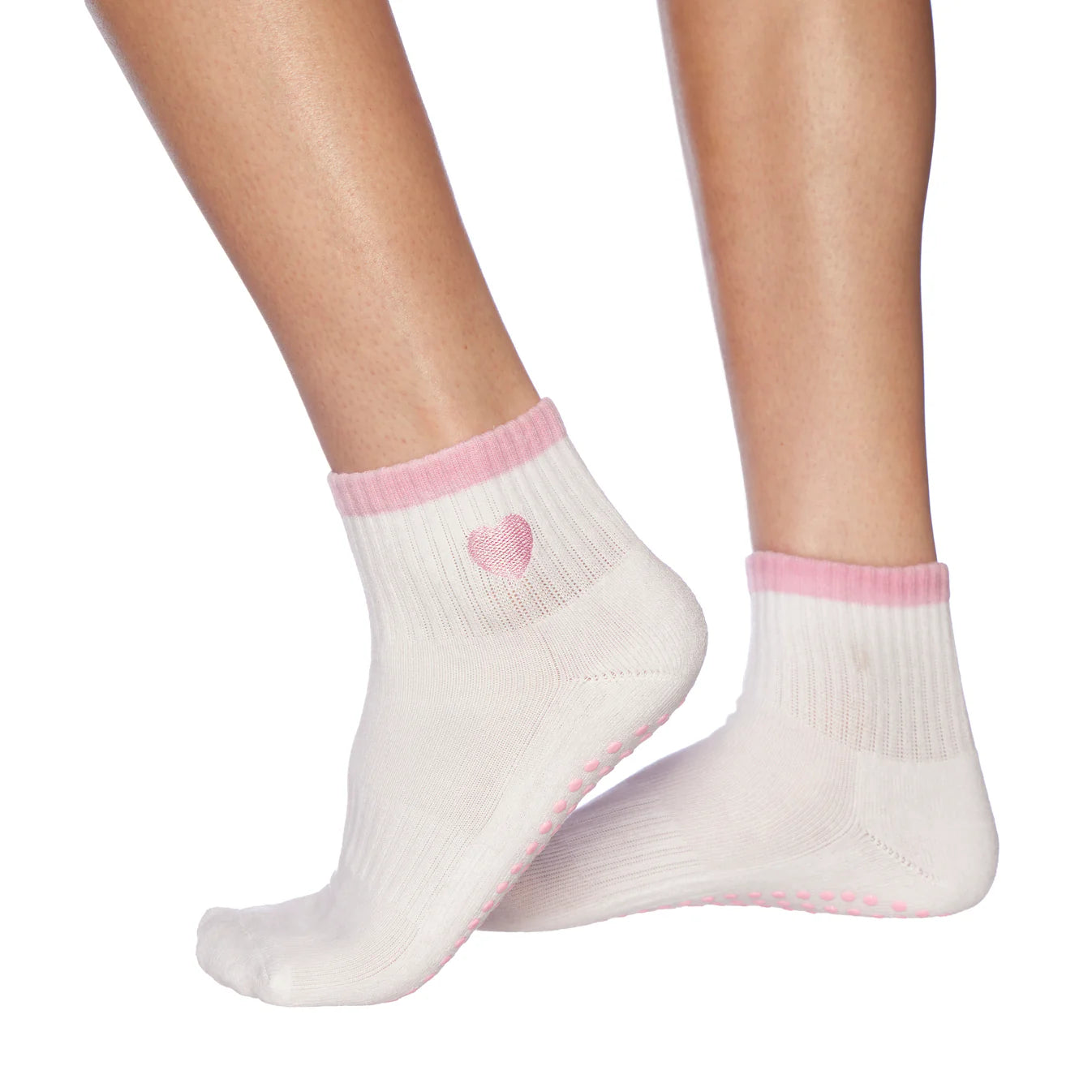 Teeny Love Pink Heart Grip Socks