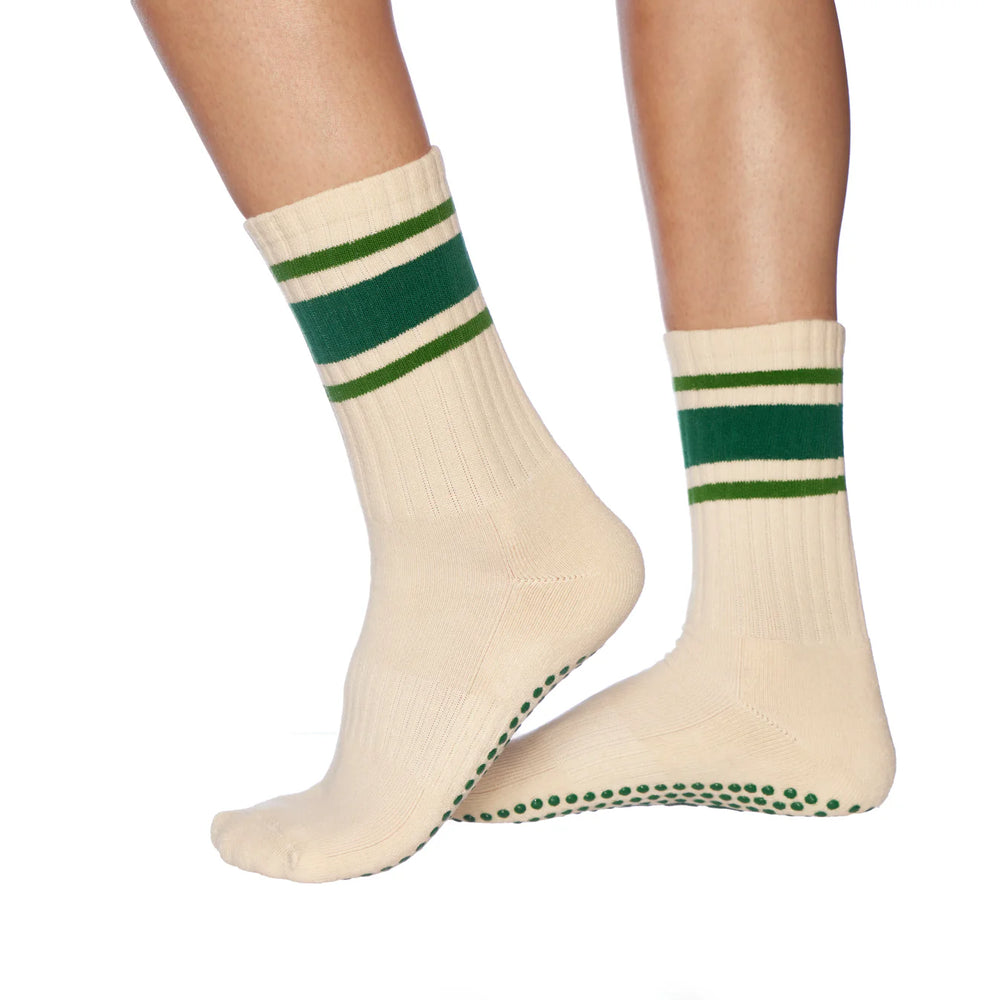 Green Retro Grip Socks