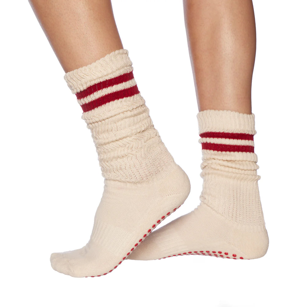 Red Stripe Cloud Grip Socks