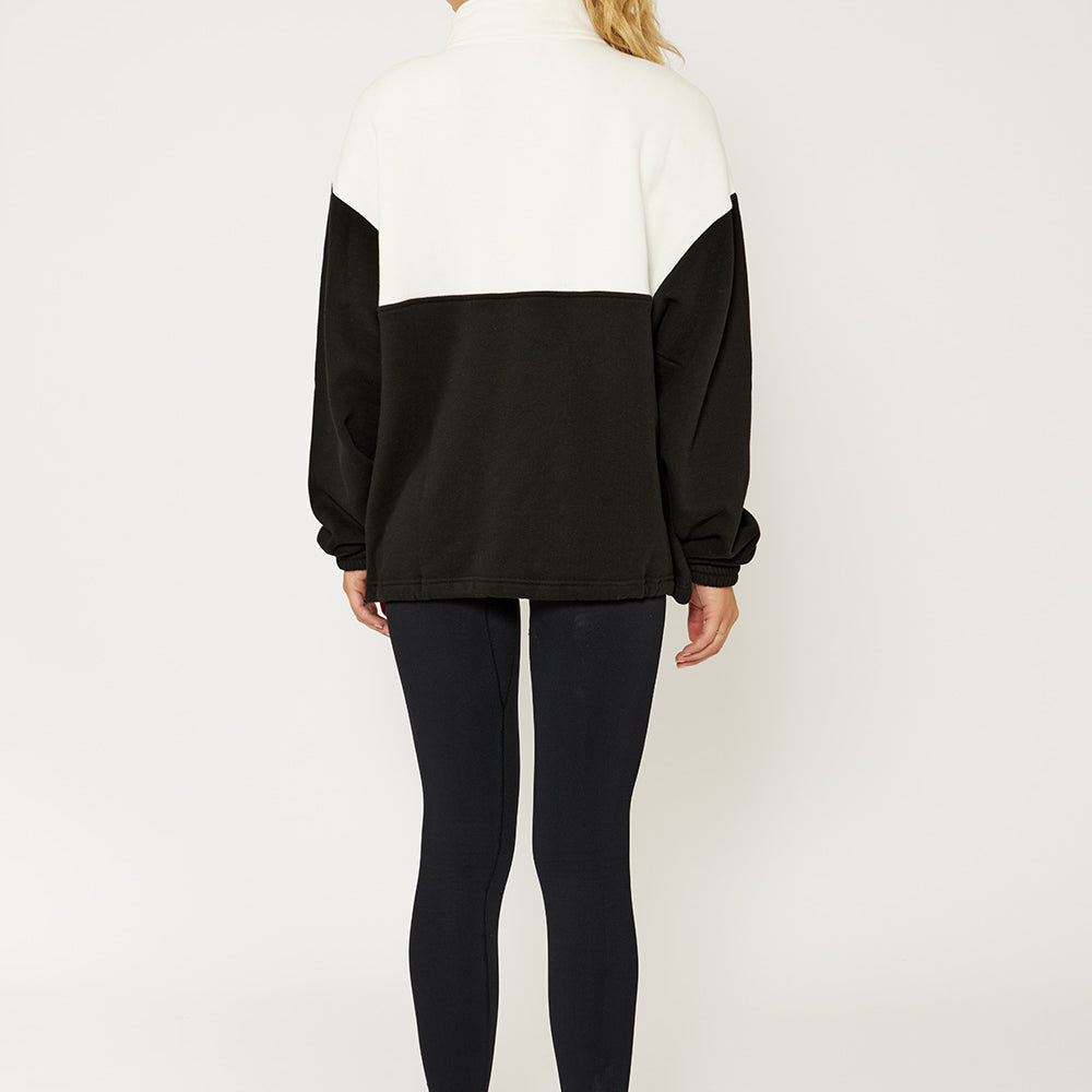 
                      
                        Selena Oversize ½-Zip Pullover: Black N White
                      
                    