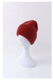 Angora Beanie Hat - Burnt Red