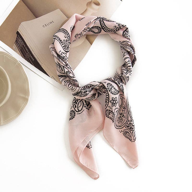 Scarvii - Paisley Square Scarf - Made of Faux Silk
