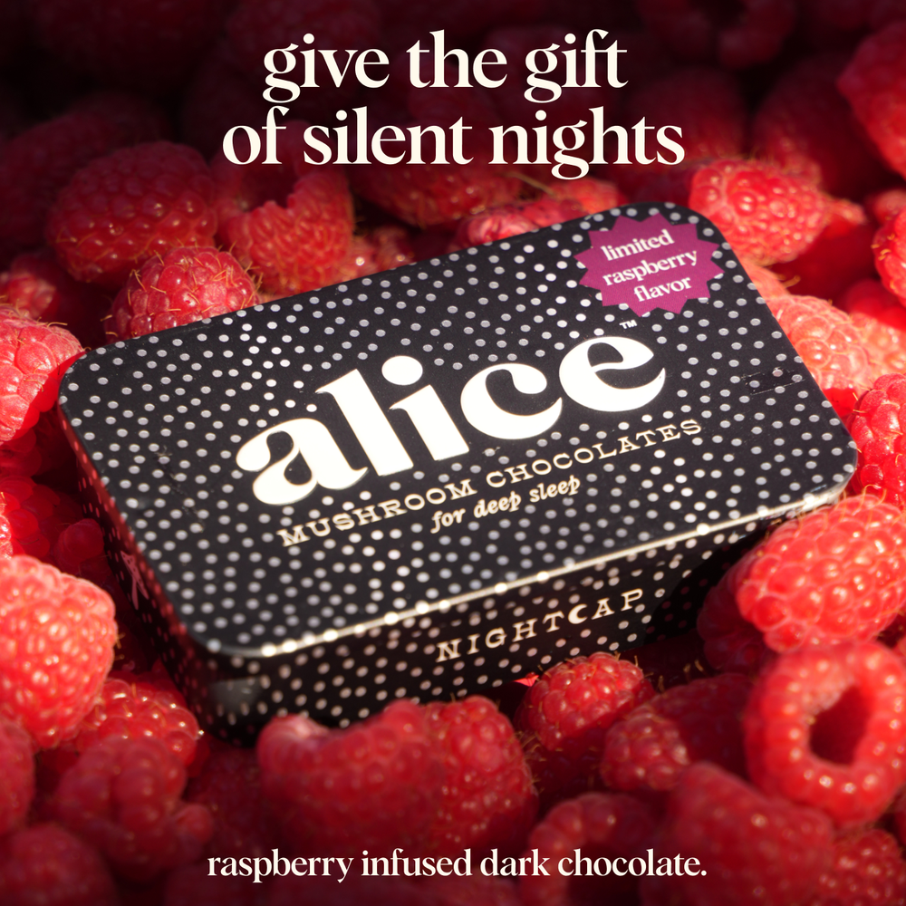 Raspberry Nightcap Mushroom Chocolates for Deep Sleep