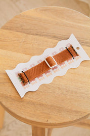 Mustard Thick Weaved Adjustable Elastic Watch Band