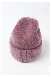 Angora Beanie Hat - Dusty Rose
