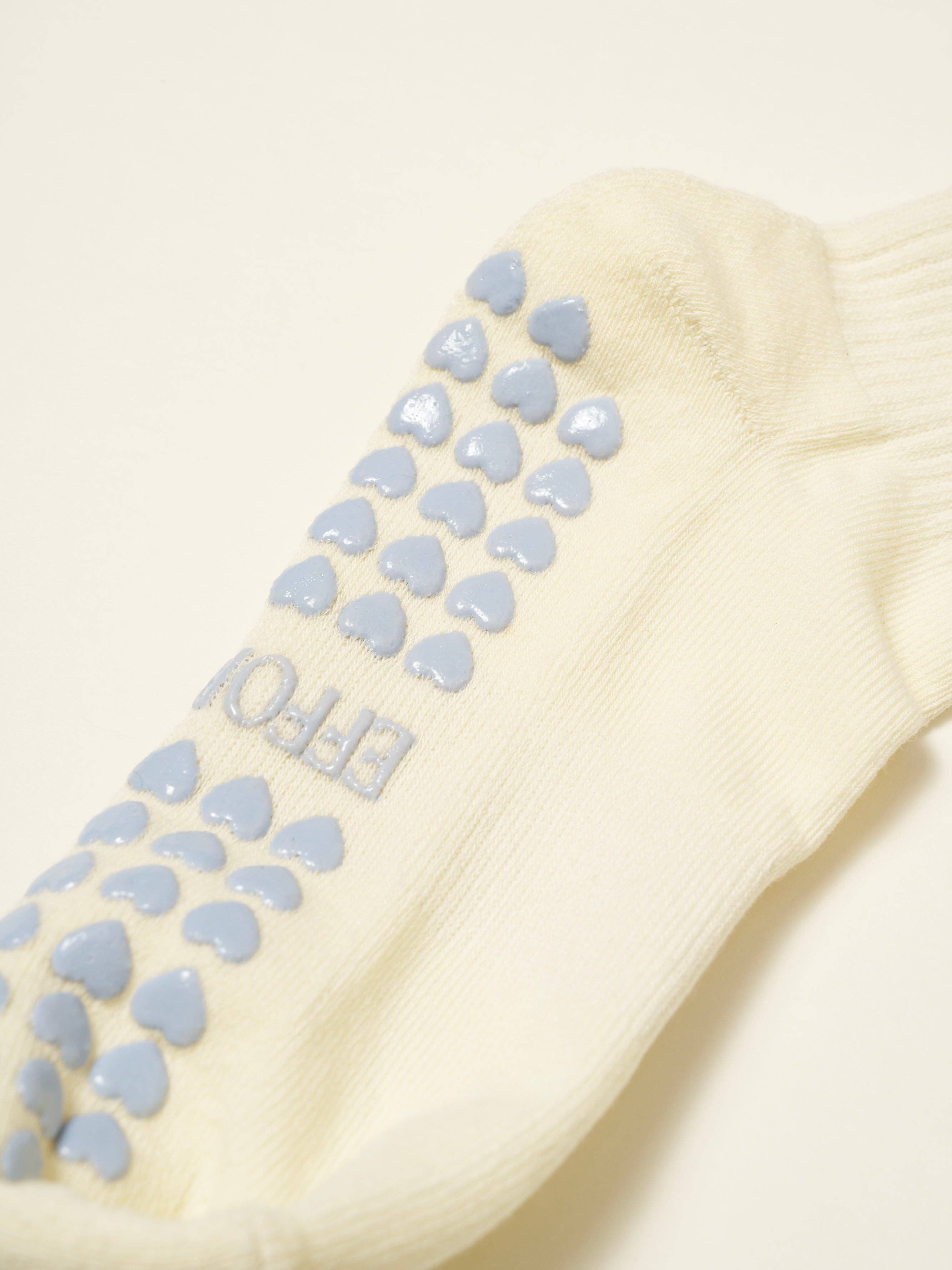 🎀 Bow Ruffle Grip Sock [Dusty Blue], Pilates Socks