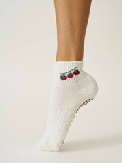 🍅 Cropped Crew Grip Sock - Tomato