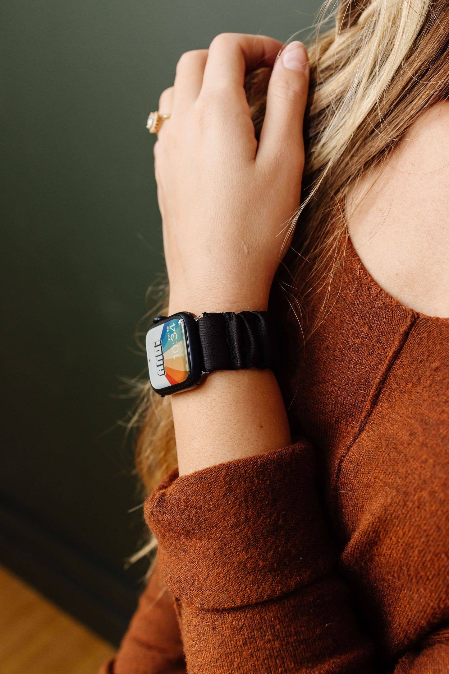 Onyx Luxe Scrunchie Band Compatible with Apple Watch