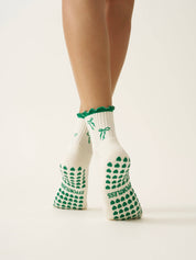🎀 Bow Ruffle Grip Sock [Green]