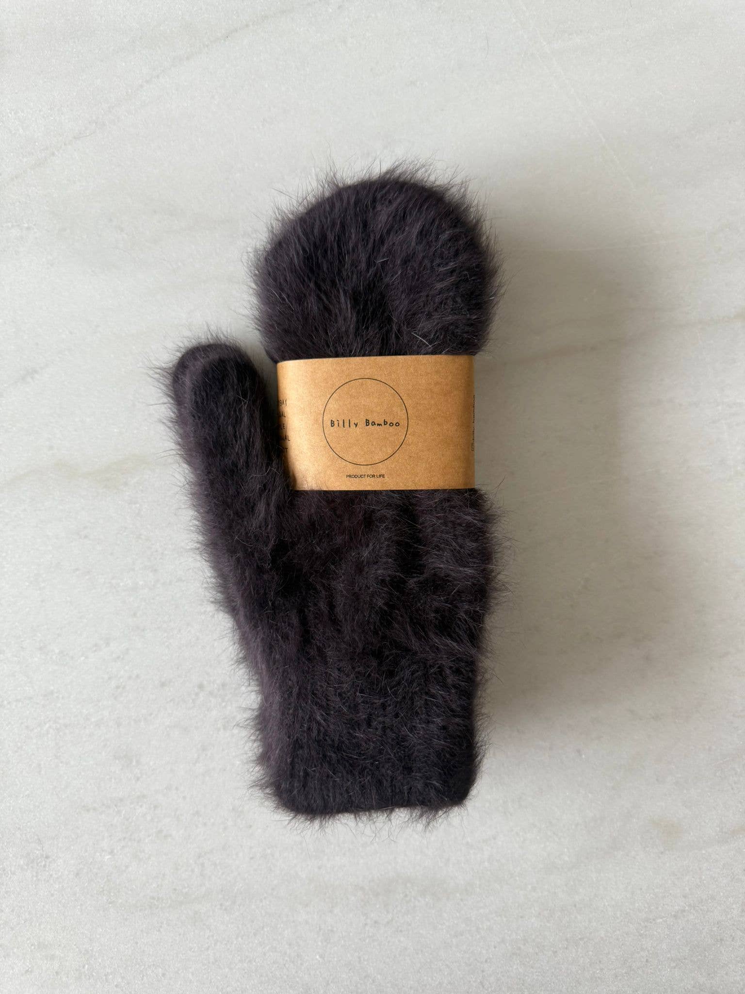 FLUFFY ANGORA MITTENS - neutral