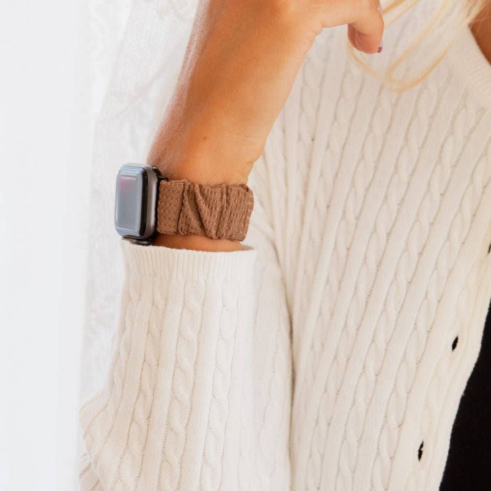 Brown Waffle Scrunchie Band Compatible with Apple Watch