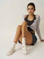 🍒 Little Cherry Petal Grip Sock, Pilates Socks