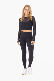 Sheer LS with Bra in Black