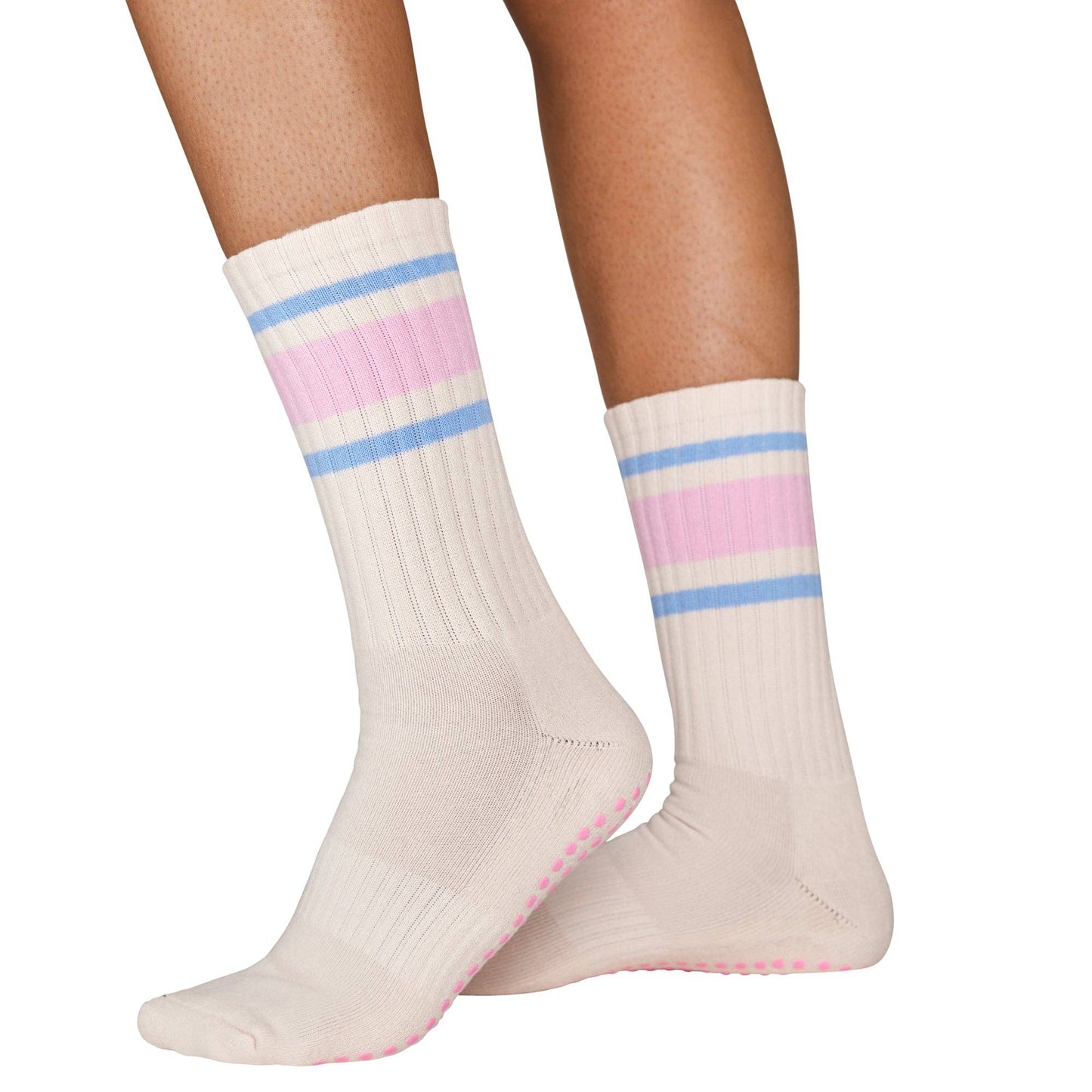 Pink Retro Grip Socks