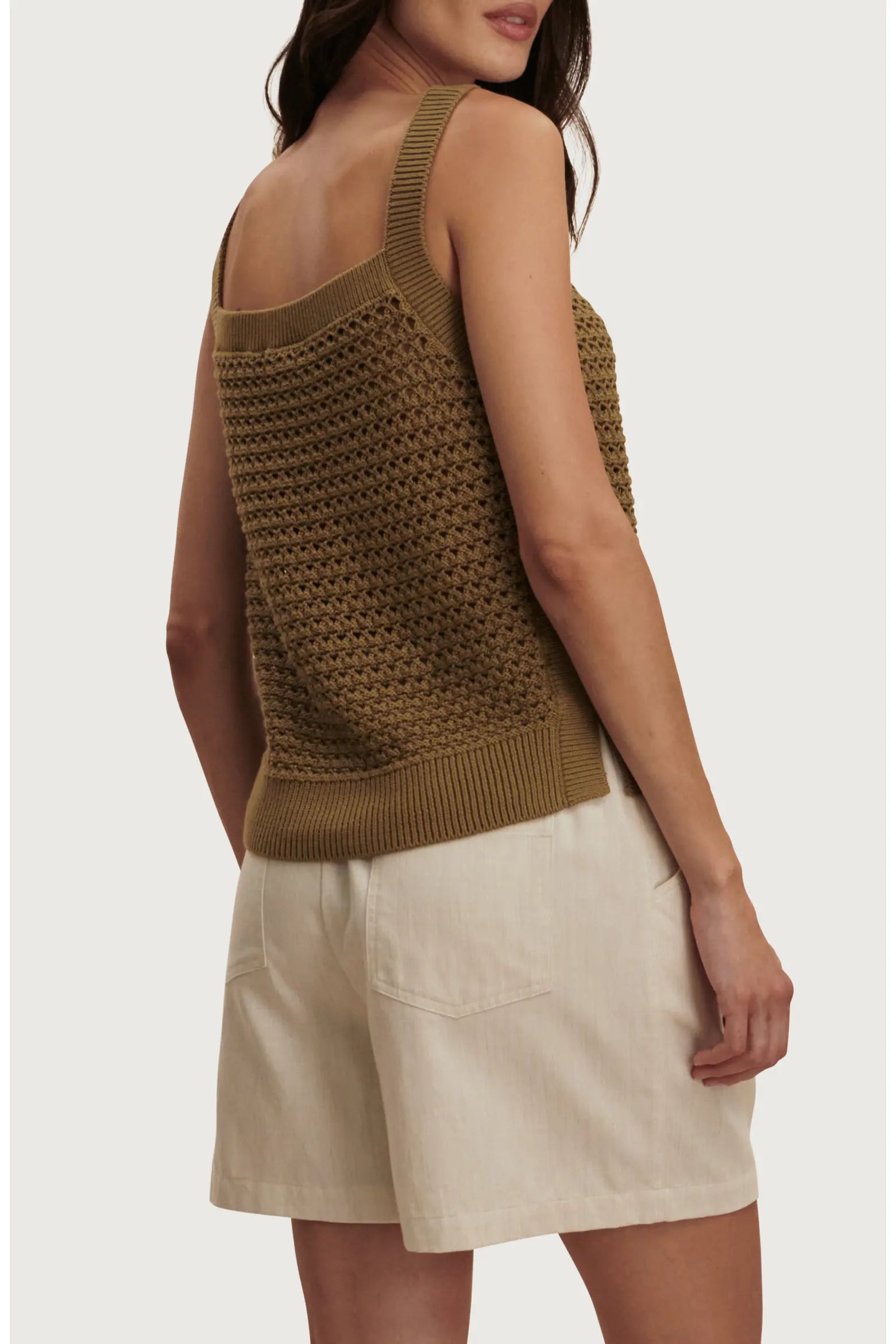 Ebden Square Neck Cotton Pointelle Tank