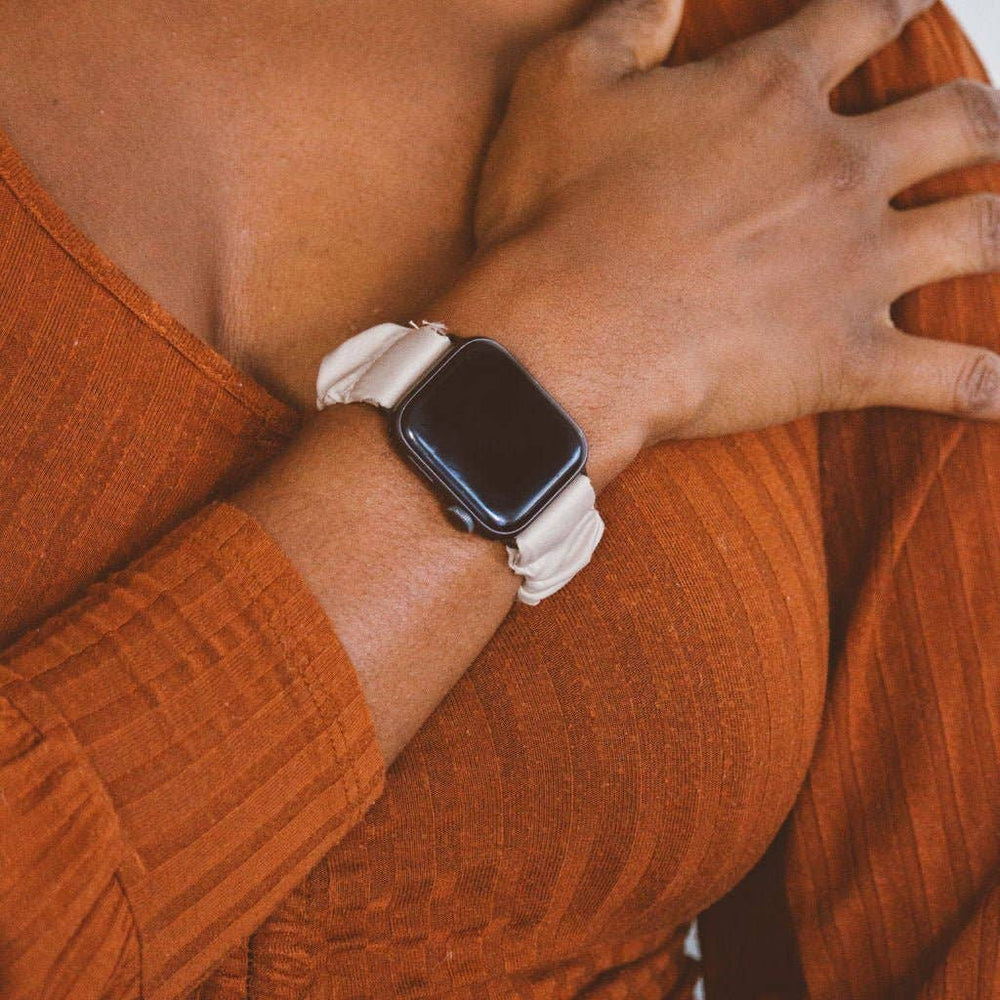 Silky Sand Scrunchie Band Compatible with Apple Watch