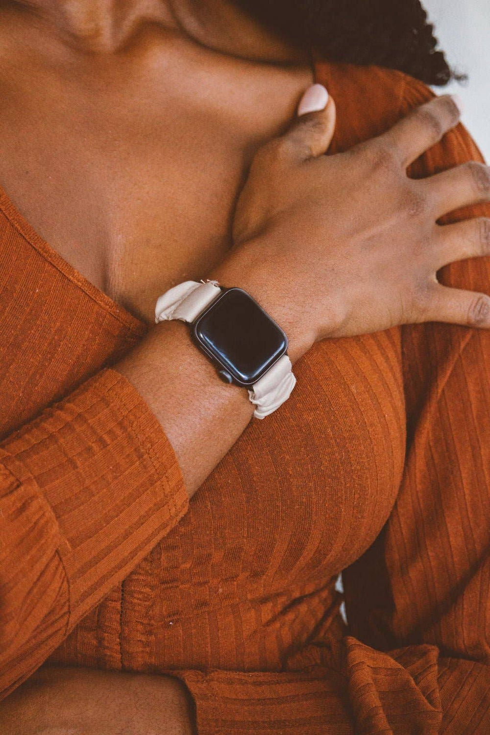 Silky Sand Scrunchie Band Compatible with Apple Watch