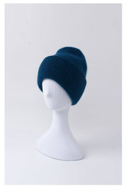 Angora Beanie Hat - Peacock Blue