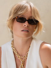 Miki Acetate Rectangular Unisex Sunglasses Tortoise/G15