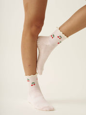 🍒 Cherry Ruffle Grip Sock [Baby Pink]