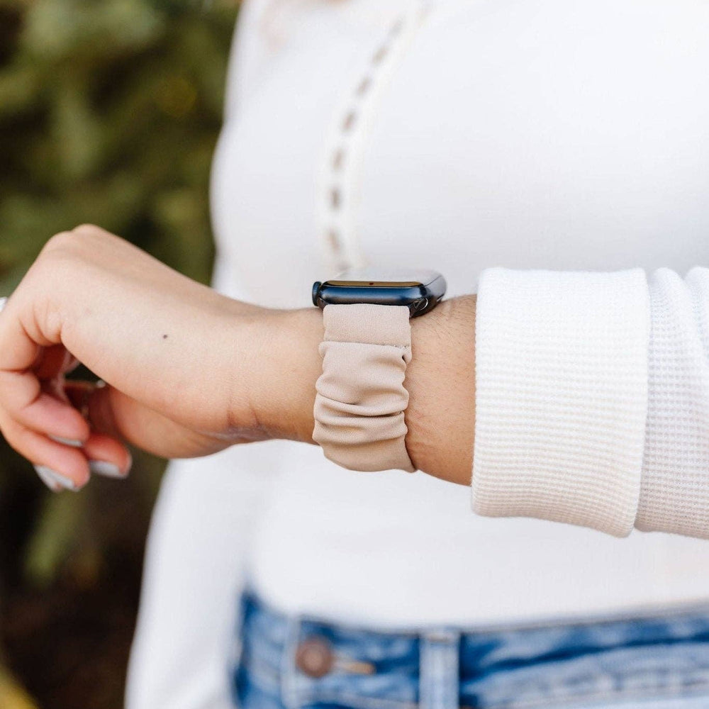 Light Tan Athletic Scrunchie Band Compatible with Apple Watch