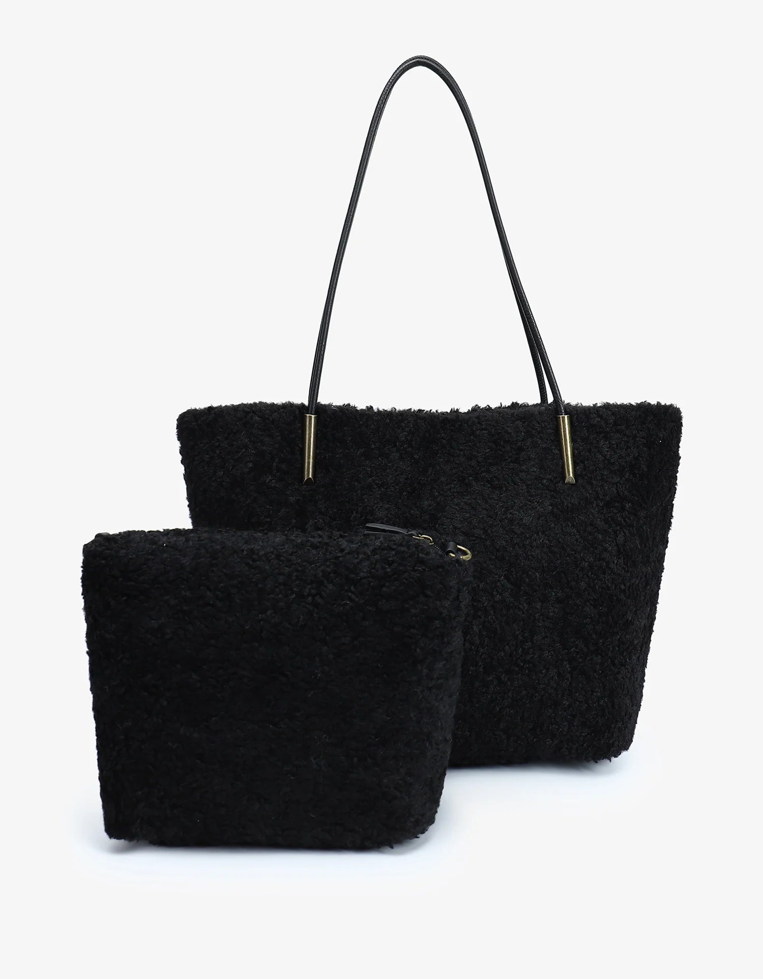 AKIMBO EAST WEST TOTE BAG SHEARLING BLACK