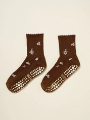 ❄️ Snowflake Petal Grip Sock [Chocolate]