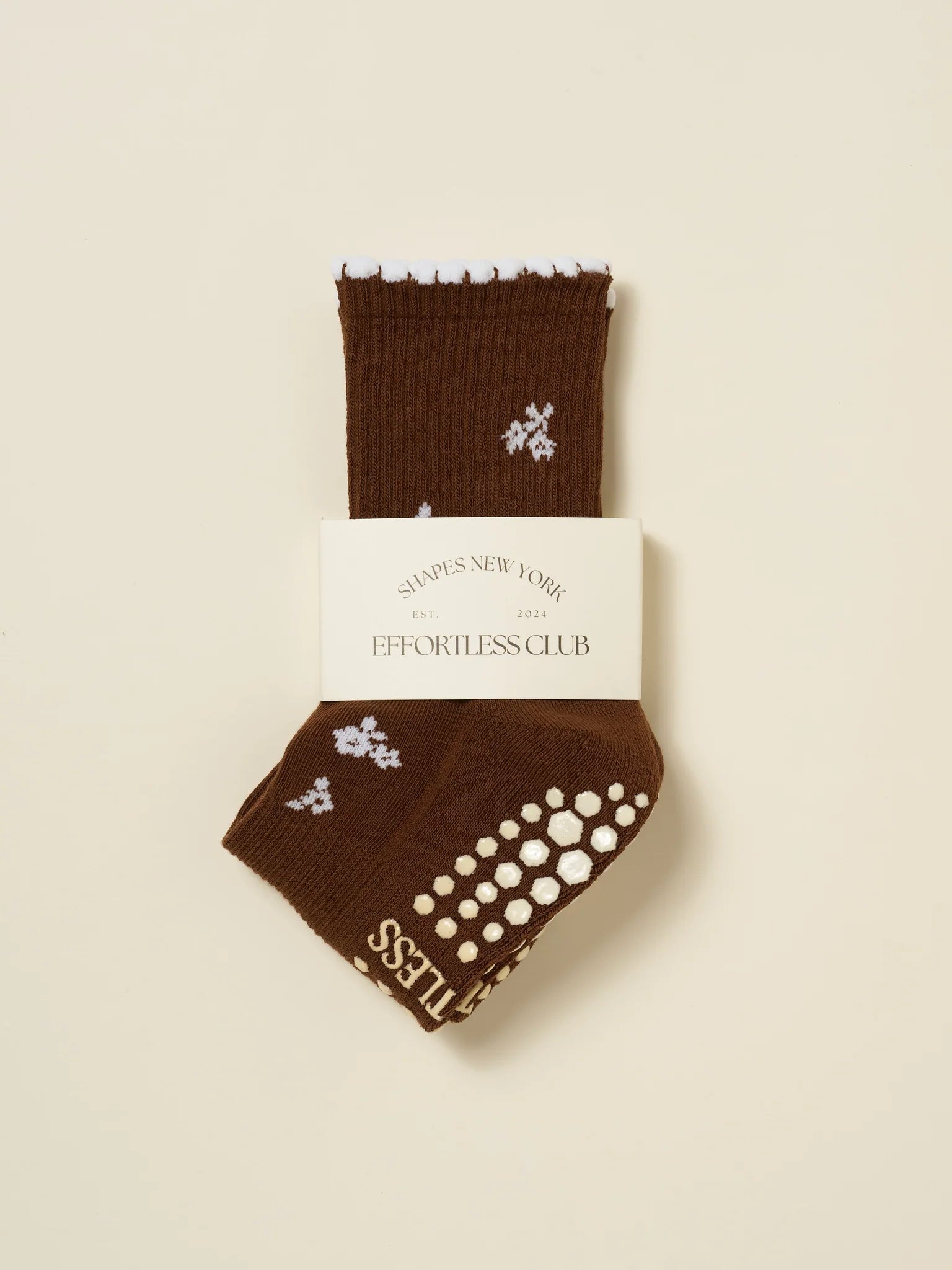 ❄️ Snowflake Petal Grip Sock [Chocolate]